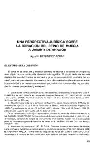 UNA PERSPECTIVA JURÍDICA SOBRE LA DONACIÓN DEL REINO DE MURCIA A JAIME II DE ARAGÓN