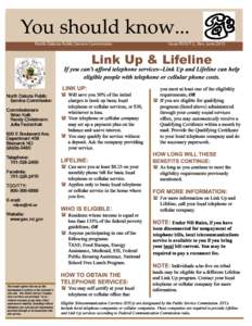 North Dakota Public Service Commission  Issue PUD/T-2, Rev. June 2013 Link Up & Lifeline a