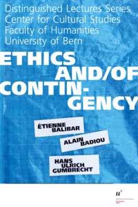 Distinguished Lectures Series Center for Cultural Studies Faculty of Humanities University of Bern  ETHICS