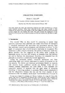 Journal of Economic Behavior and Organization[removed]North-Holland  COLLECTIVE INVENTION