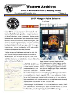 Western Archives Santa Fe Railway Historical & Modeling Society November and December 2014 Volume #6