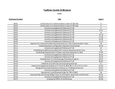 Faulkner County Ordinances[removed]Ordinance Number Title