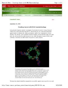 Nanotech News - Treating Cancer with RNA Nanotechnology  Nanotech News Page 1 of 3