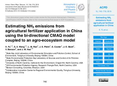 Agriculture / Sustainable agriculture / Fertilizer / Emission intensity / Soil / Ammonia / Urea / Nutrient budgeting / Chemistry / Nitrogen metabolism / Agricultural soil science