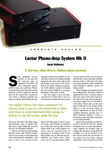 a b s o l u t e  a n a l o g Lector Phono-Amp System Mk II Jacob Heilbrunn