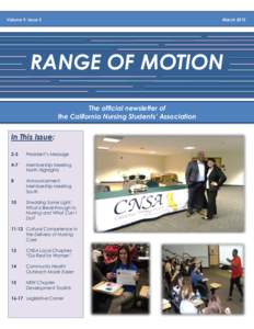 Volume 9, Issue 2  March 2015 RANGE OF MOTION The official newsletter of