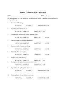 Apathy Evaluation Scale (Self-rated) Name: ___________________________________________