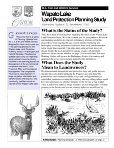 U.S. Fish and Wildlife Service  WapatoLake Land Protection Planning Study Planning Update 3, December 2002