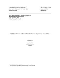 UNITED NATIONS SECRETARIAT Department of Economic and Social Affairs Statistics Division ESA/STAT/AC[removed]December 2006