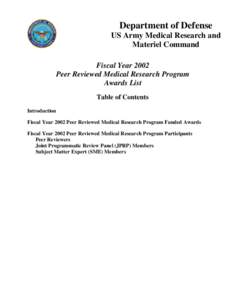 1999 Prostate Cancer Research Program Awards Book