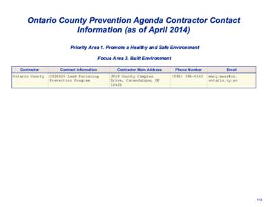 Ontario County Contractor Contact Information