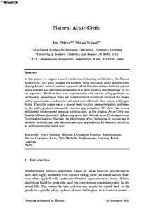 * Manuscript  Natural Actor-Critic Jan Peters a,b Stefan Schaal b,c a Max-Planck