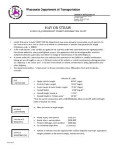 Hay or straw - oversize or overweight permit info sheet