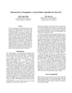 Applied mathematics / Logic in computer science / Maximum satisfiability problem / MAX-3SAT / Belief propagation / Conjunctive normal form / Local search / WalkSAT / Local consistency / Theoretical computer science / Constraint programming / Mathematics