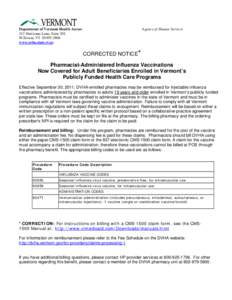 Microsoft Word - Final pharmacy notice-Pharmacist Immunizations[removed]doc