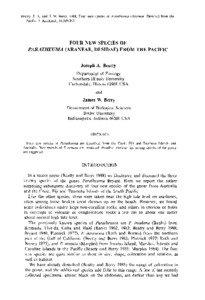 Beatty, J . A . and J . W. Berry[removed]Four new species of Paratheuma (Araneae, Desidae) from the Pacific . J . Arachnol., 16 :[removed] .