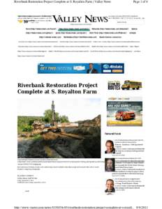 Riverbank Restoration Project Complete at S. Royalton Farm | Valley News  Page 1 of 4 Mobile Sign in(http://mobile.vnews.com/)