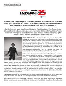 Latin music / Jennifer Lopez / Marc Anthony / Billboard Top Latin Albums / Billboard Latin Music Awards / Latin America / Latin American culture / Central American music / Billboard charts