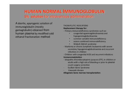 Human Normal Immunoglobulin 5% Solution for Intravenous Administration Description