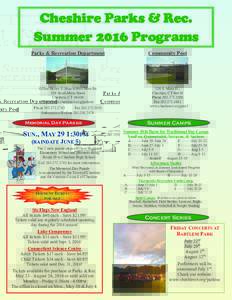 Cheshire Parks & Rec. Summer 2016 Programs Parks & Recreation Department Community Pool