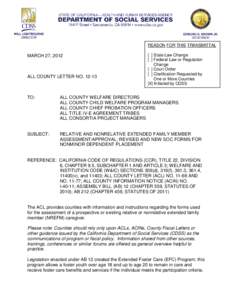 REASON FOR THIS TRANSMITTAL  MARCH 27, 2012 ALL COUNTY LETTER NO[removed]