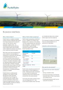 Keyneton wind farm Who is Pacific Hydro? What is Pacific Hydro proposing?  Pacific Hydro is a leading renewable