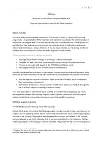 Page |1 ABC Radio Response to Draft Report, Editorial Review No.3 Story and issue choice on selected ABC Radio programs.  General remarks