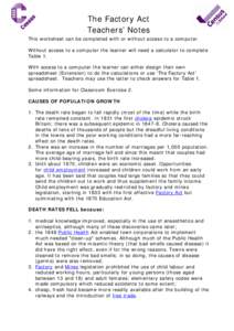 United Kingdom labour law / Microbiology / Neglected diseases / Pandemics / Cholera / Factory Acts / Worksheet / Spreadsheet / Medicine / Parliament of the United Kingdom / Health