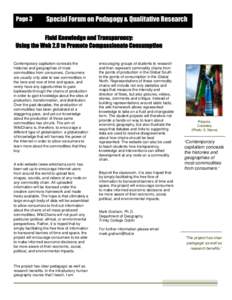 Page 3  Special Forum on Pedagogy & Qualitative Research Fluid Knowledge and Transparency: Using the Web 2.0 to Promote Compassionate Consumption