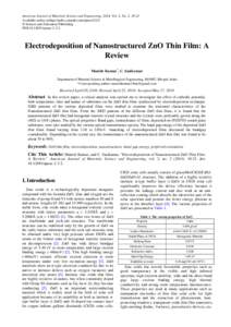 American Journal of Materials Science and Engineering, 2014, Vol. 2, No. 2, 18-23 Available online at http://pubs.sciepub.com/ajmse/2/2/2 © Science and Education Publishing DOI:[removed]ajmse[removed]Electrodeposition of