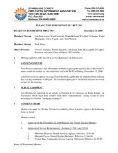 STANISLAUS COUNTY EMPLOYEES’ RETIREMENT ASSOCIATION 1010 10th Street, Suite 5800 P.O. Box 859 Modesto, CA[removed]