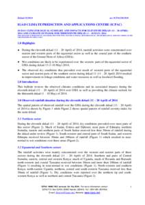 Dekadno: ICPACIGAD CLIMATE PREDICTION AND APPLICATIONS CENTRE (ICPAC) 10 DAY CLIMATOLOGICAL SUMMARY AND IMPACTS FOR ELEVENTH DEKAD (11 – 20 APRIL)