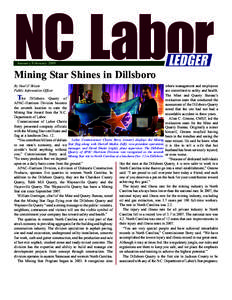 NC Labor January/February 2009 LEDGER  Mining Star Shines in Dillsboro