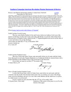 Southern Campaign American Revolution Pension Statements & Rosters Bounty Land Warrant information relating to Adam Jones VAS1265 Transcribed by Will Graves vsl 4VA[removed]