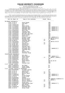 PANJAB UNIVERSITY, CHANDIGARH Notification No.M.Sc..Mathematics 2nd Sem[removed]M/13 RE-EVALUATION RESULT OF THE .Master of Sciences (Mathematics) 2nd Semester Exam. May 2013 In partial supersession to this office result n