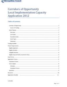 Corridors of Opportunity Local Implementation Capacity Application Guidelines 2012