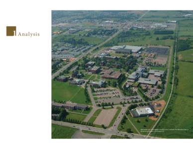 1 Ana lysis  2004: aerial view of the Campus, looking to the northwest. The Belvedere Avenue entrance can be seen in the foreground.  1.1