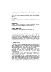 Australasian Journal of Regional Studies, Vol. 16, No. 2, TOWNSVILLE: A REGIONAL DEVELOPMENT CASE STUDY1