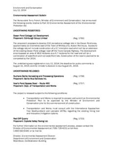 Project Description:   The Department of National Defence proposes  to authorize Supersonic Flight Training at 5 Wing Goose Bay, Labrador