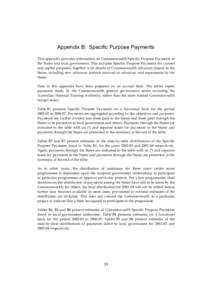Appendix B: Specific Purpose Payments This appendix provides information on Commonwealth Specific Purpose Payments to the States and local government. This includes Specific Purpose Payments for current and capital purpo