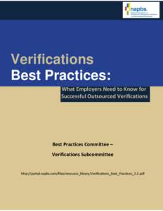 Verifications Best Practices: What Employers Need to Know for Successful Outsourced Verifications  Best Practices Committee –