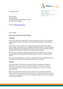 11 November[removed]Mr Chris Pattas General Manager Network Operations and Development Branch Australian Energy Regulator