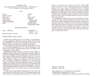 GARDNER LAKE East Machias, Marion, and Whiting Twps., Washington Co. V.S.G.S. Gardner Lake and Machias, Maine Fishes Alewife Eel