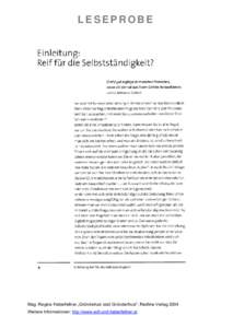 LESEPROBE  Mag. Regina Haberfellner „Gr•nderlust statt Gr•nderfrust“, Redline Verlag 2004 Weitere Informationen: http://www.soll-und-haberfellner.at  LESEPROBE