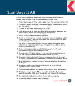 That Says It All Each of the quotes below plays some role in being a trustworthy leader. Review them and select one that resonates with you the most. AL