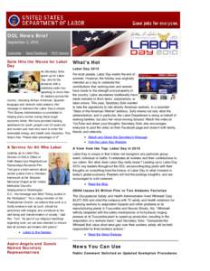 The DOL Newsletter - September 2, 2010: Labor Day 2010