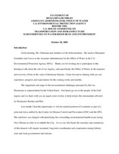 USEPA: OCIR: Statement of Benjamin Grumbles, Assistant Administrator, Office of Water, October 20, 2005