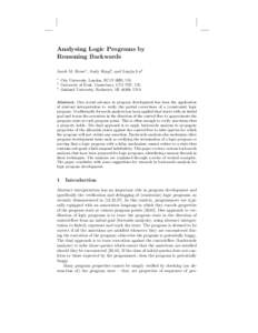 Analysing Logic Programs by Reasoning Backwards Jacob M. Howe1 , Andy King2 , and Lunjin Lu3 1 2 3