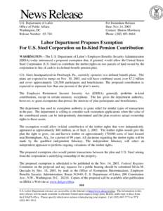 News Release U.S. Department of Labor Office of Public Affairs Washington, DC Release Number[removed]