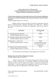 WTSDC Paper No[removed][removed]Progress Report of the 11th Meeting of the Community Building and Social Services Committee under Wong Tai Sin District Council held on 9 July 2013